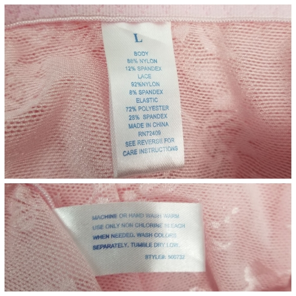 Sexy Pastel Pink L Stretchy Lace Sheer Short Chemise Nightie Foam Bra Underwire - Picture 8 of 8